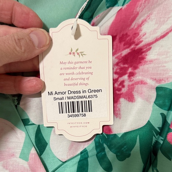 Ivy City Co Floral Long Sleeve Dress - Pink and Green - Picture 6 of 6